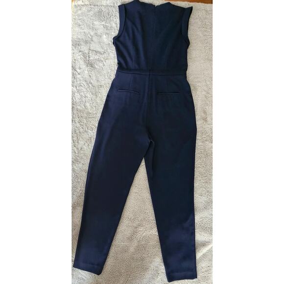 Theory Pavona Elevate Crepe Jumpsuit, Blue, Sexy V Neck, NYE Party, Sz 8 - Picture 7 of 11